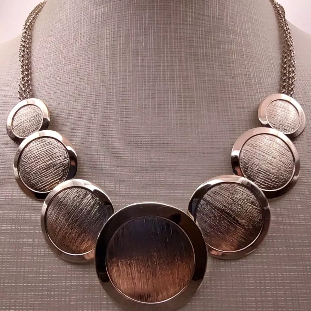 Estate Arte d'Argento Italy Sterling Silver 925 Brushed Disc Circle Necklace 20”